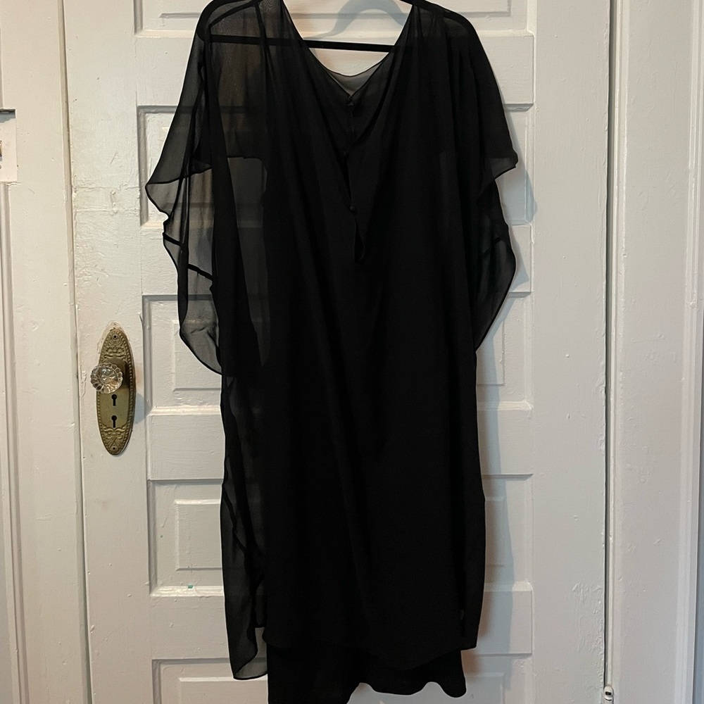 Vintage Rickie Freeman for Teri Jon Black Flowy Gown in US size 16 - Picture 2 of 4